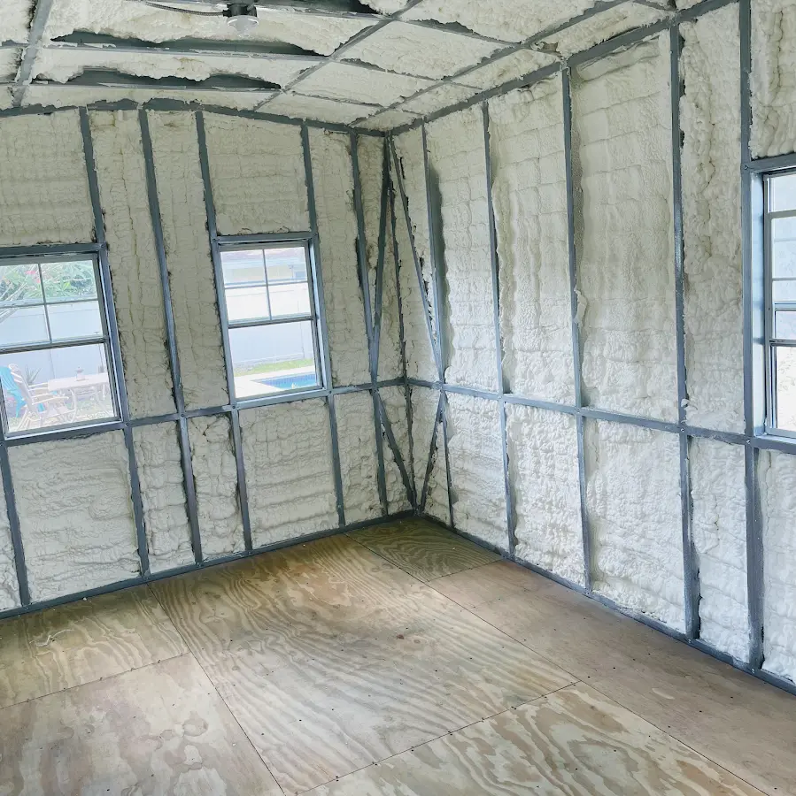 Closed-cell spray foam insulation applied to wall cavities in a residential project in Corte Madera